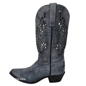 Laredo Western Leather Boots Sanded Blue Snip Toe Cutout Cowgirl Women's 10M